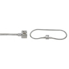 3mm Snake Chain with Round Clip Clasp - 7.5" - 8" Length, Sterling Silver